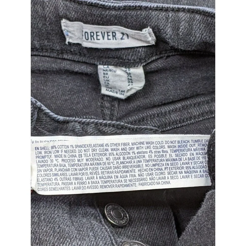 (3/$35) Forever 21 Size 26 Grey Black Straight Leg Button Fly Distressed Jeans‎